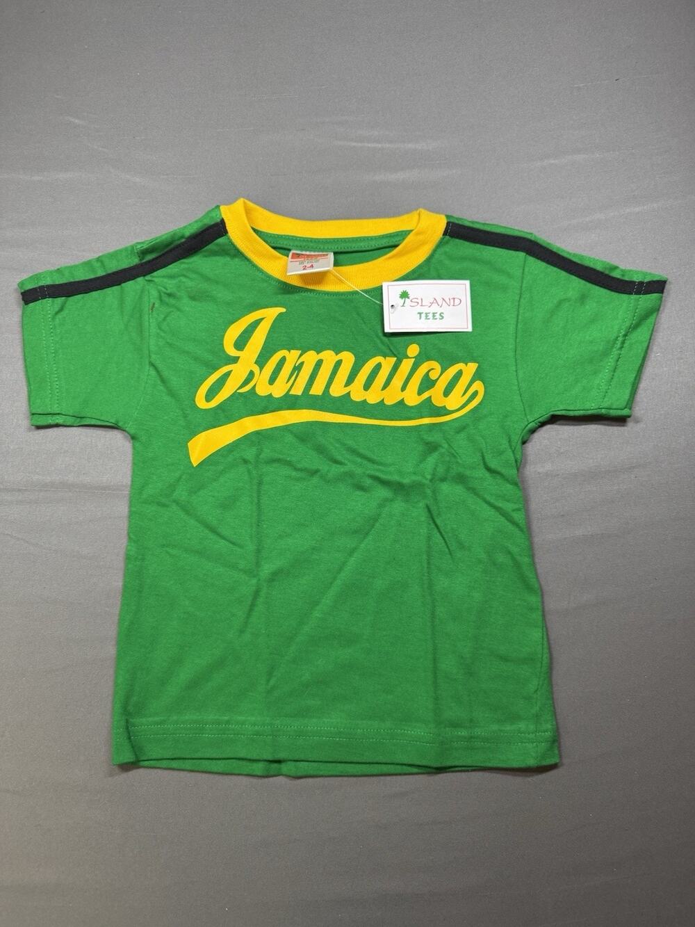Island Tees Jamaica Graphic Print Crew Neck Short Sleeve 100% Cotton 2-4
